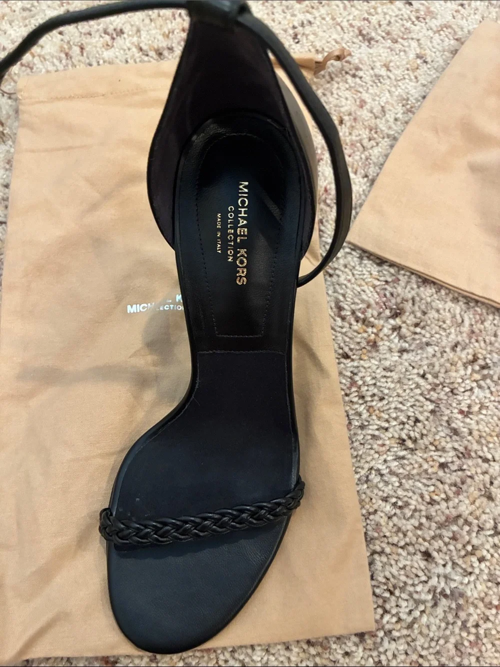 Michael Kors Black Braided Strap Stiletto 4 inch Heels